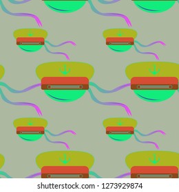 Multicolored summer seamless sailor hat pattern.