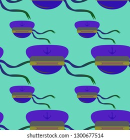 Multicolored summer seamless sailor hat pattern.