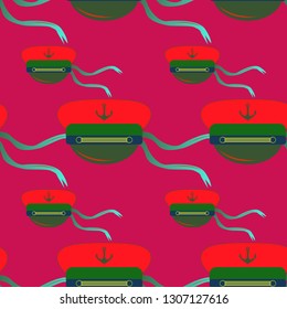 Multicolored summer seamless sailor hat pattern.