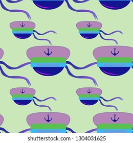 Multicolored summer seamless seaman cap pattern.
