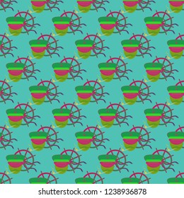 Multicolored summer seamless steering wheel sailor pattern.