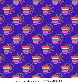Multicolored summer seamless steering wheel seaman pattern.