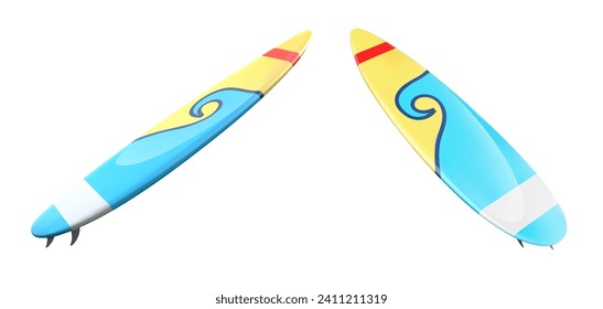 Multicolored surfboard on a white background. Vector illustration