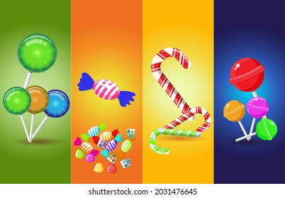 Multicolored Sweet Candies Vector Design