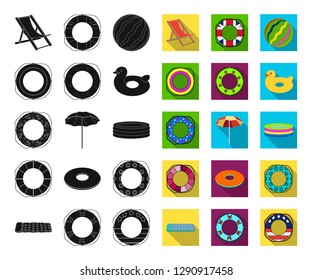 Multicolored swimming circle black,flat icons in set collection for design. Different lifebuoys vector symbol stock web illustration.