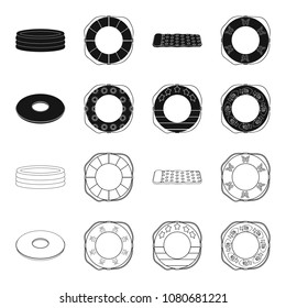 Multicolored swimming circle black,outline icons in set collection for design. Different lifebuoys vector symbol stock web illustration.