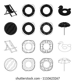 Multicolored swimming circle black,outline icons in set collection for design. Different lifebuoys vector symbol stock web illustration.