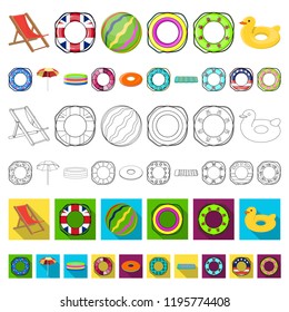 Multicolored swimming circle cartoon icons in set collection for design. Different lifebuoys vector symbol stock web illustration.