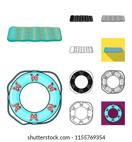 Multicolored swimming circle cartoon,black,flat,monochrome,outline icons in set collection for design. Different lifebuoysvector symbol stock web illustration.