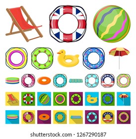 Multicolored swimming circle cartoon,flat icons in set collection for design. Different lifebuoys vector symbol stock web illustration.