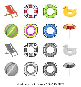 Multicolored swimming circle cartoon,monochrome icons in set collection for design. Different lifebuoys vector symbol stock web illustration.