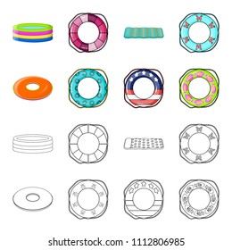 Multicolored swimming circle cartoon,outline icons in set collection for design. Different lifebuoys vector symbol stock web illustration.
