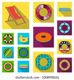 Multicolored swimming circle flat icons in set collection for design. Different lifebuoys vector symbol stock web illustration.