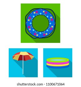 Multicolored swimming circle flat icons in set collection for design. Different lifebuoysvector symbol stock web illustration.
