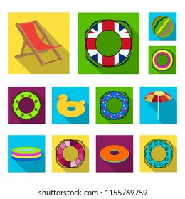 Multicolored swimming circle flat icons in set collection for design. Different lifebuoysvector symbol stock web illustration.