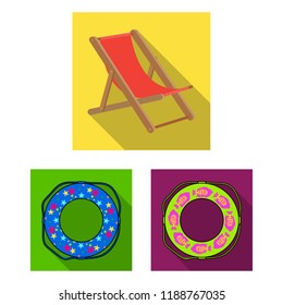 Multicolored swimming circle flat icons in set collection for design. Different lifebuoysvector symbol stock web illustration.