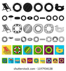 Multicolored swimming circle flat icons in set collection for design. Different lifebuoys vector symbol stock web illustration.