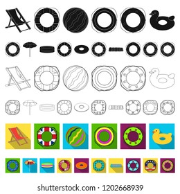 Multicolored swimming circle flat icons in set collection for design. Different lifebuoys vector symbol stock web illustration.