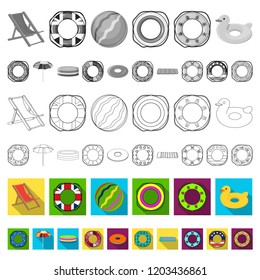 Multicolored swimming circle flat icons in set collection for design. Different lifebuoys vector symbol stock web illustration.