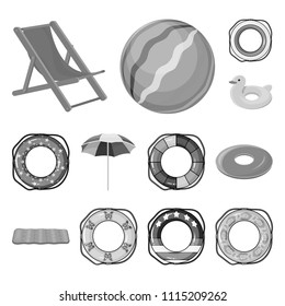 Multicolored swimming circle monochrome icons in set collection for design. Different lifebuoys vector symbol stock web illustration.