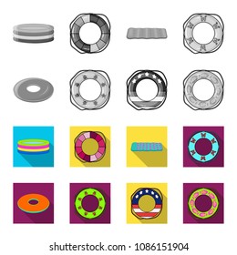 Multicolored swimming circle monochrome,flat icons in set collection for design. Different lifebuoys vector symbol stock web illustration.