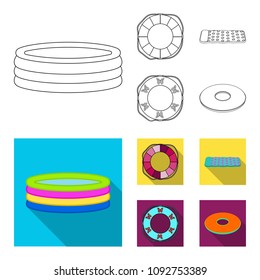 Multicolored swimming circle outline,flat icons in set collection for design. Different lifebuoys vector symbol stock web illustration.
