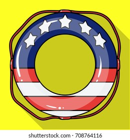 Multicolored swimming circle for relaxing. Swimming circle single icon in flat style vector symbol stock illustration web.