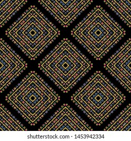 Multicolored symmetrical seamless creative pattern for fabrics, clothes, prints, different design