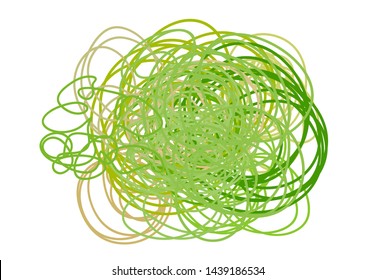 Multicolored tangled shape on white. Scribble sketch. Bright background with array of lines. Intricate chaotic texture. Art creation. Image for banner