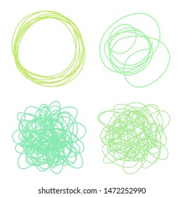 Multicolored tangled shapes on white. Scribble sketch. Art creation
