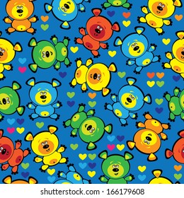 multicolored teddy bears seamless pattern