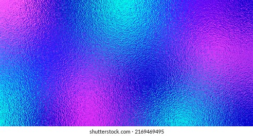 Multicolored texture. Neon color gradient. Blue, purple, pink ombre. Bright colour backdrop. Abstract colors. Multi colored metal effect foil. Multicolor pattern for design background, prints. Vector