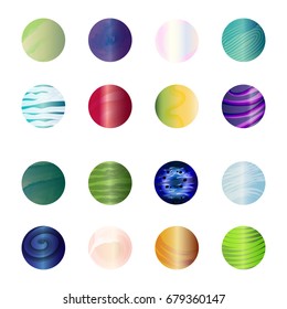 Multicolored textured colorful template round shape,  colorful stickers,  set.