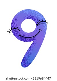 mehrfarbige strukturierte Abbildung 9 mit Gesicht