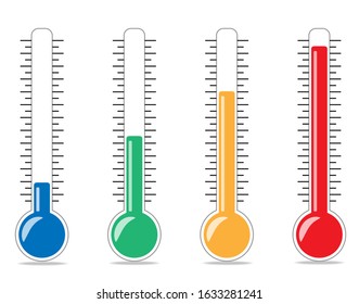 Cute Cartoon Thermometer Different Emotions Icons Stock Vector (royalty 