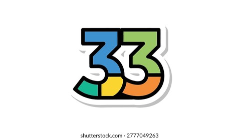 Multicolored thirty three number sign