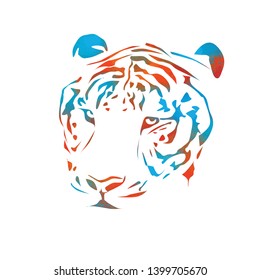Multicolored tiger face. Vector illustration