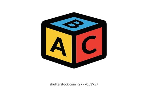 Multicolored toy block with letters