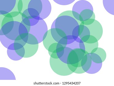 Multicolored translucent circles on a white background. Green tones. 3D illustration 