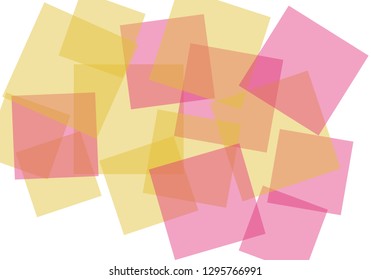 Multicolored translucent squares on white background. Red tones. 3D illustration