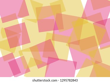Multicolored translucent squares on white background. Red tones. 3D illustration