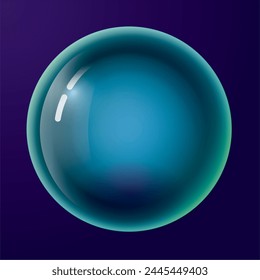 A multicolored transparent soap bubble on a blue background.