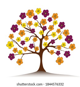 multicolored tree isolated on white background. Realistic vector illustration on isolated background.