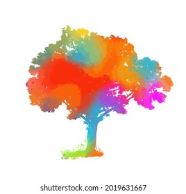 multicolored tree object. Mixed media. Vector illustration