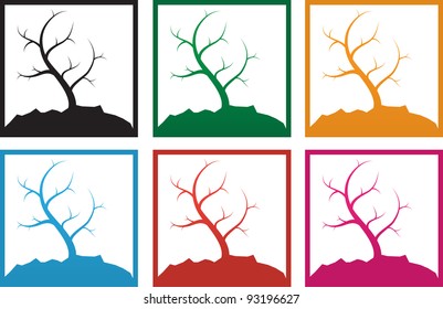 Multicolored trees with curved branches