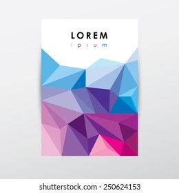multicolored trendy low polygon style brochure cover template layout for business presentations- modern triangular geometric style design
