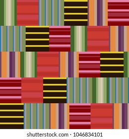 multicolored trendy seamless pattern with a striped cage