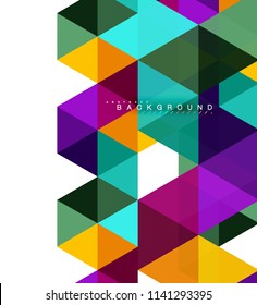 Multicolored triangles abstract background, mosaic tiles concept, vector illustration