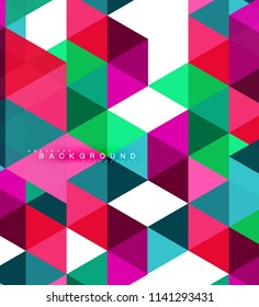 Multicolored triangles abstract background, mosaic tiles concept, vector illustration