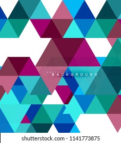 Multicolored triangles abstract background, mosaic tiles concept, vector illustration